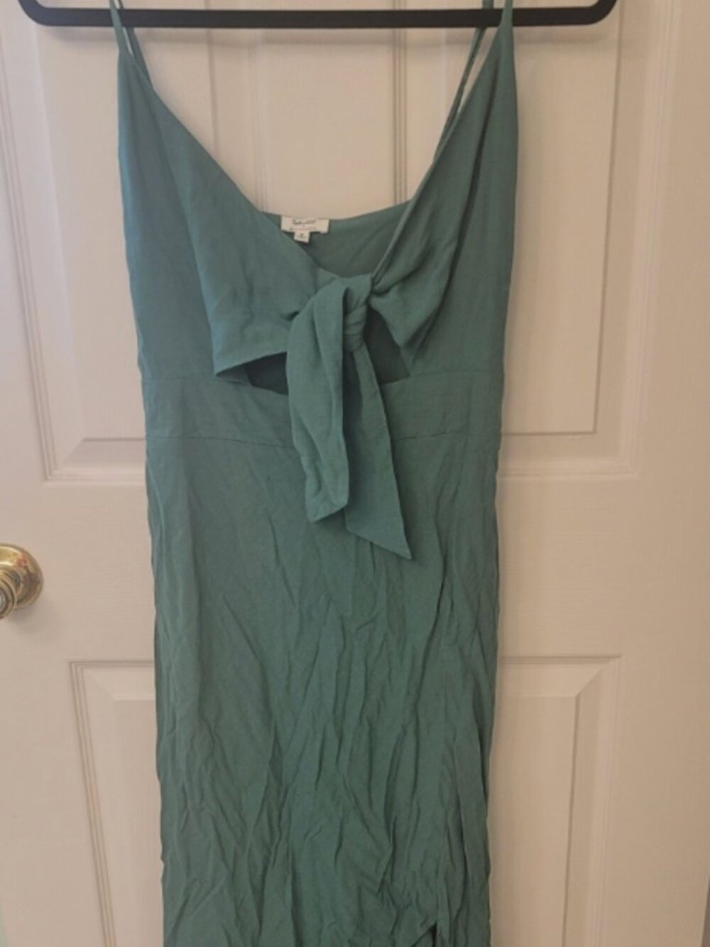 Splendid x Cella Jane Tie Front Midi Dress Teal Keyhole Slip Dress Size M